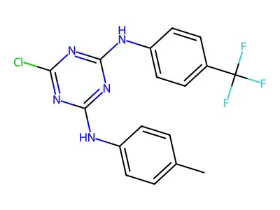 N2-(4-methylphenyl)-N4-[4-(trifluoromethyl)phenyl]-6-chloro-1,3,5-triazine-2,4-diamine structure