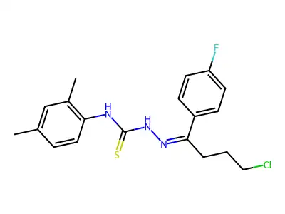N1-(2,4-dimethylphenyl)-2-[4-chloro-1-(4-fluorophenyl)butylidene]hydrazine-1-carbothioamide structure