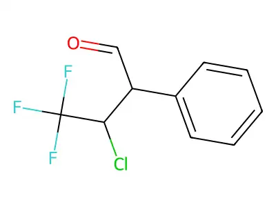 3-Chloro-4,4,4-trifluoro-2-phenylbutanal structure
