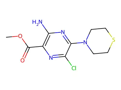 Methyl 3-amino-6-chloro-5-(thiomorpholin-4-yl)pyrazine-2-carboxylate structure