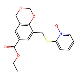 2-({[6-(ethoxycarbonyl)-4H-1,3-benzodioxin-8-yl]methyl}thio)pyridinium-1-olate structure