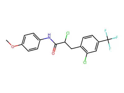 2-chloro-3-[2-chloro-4-(trifluoromethyl)phenyl]-N-(4-methoxyphenyl)propanamide structure