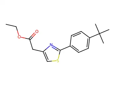 Ethyl 2-{2-[4-(tert-butyl)phenyl]-1,3-thiazol-4-yl}acetate structure
