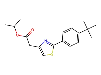 Propan-2-yl 2-[2-(4-tert-butylphenyl)-1,3-thiazol-4-yl]acetate structure