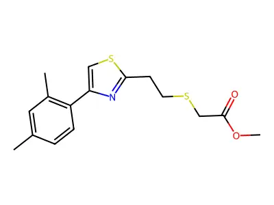 Methyl2-((2-[4-(2,4-dimethylphenyl)-1,3-thiazol-2-YL]ethyl)thio)acetate structure