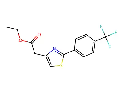 Ethyl 2-{2-[4-(trifluoromethyl)phenyl]-1,3-thiazol-4-yl}acetate structure