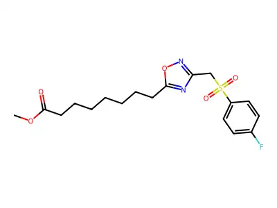 Methyl 8-(3-{[(4-fluorophenyl)sulphonyl]methyl}-1,2,4-oxadiazol-5-yl)octanoate structure