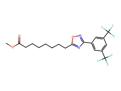 Methyl 8-{3-[3,5-bis(trifluoromethyl)phenyl]-1,2,4-oxadiazol-5-yl}octanoate structure