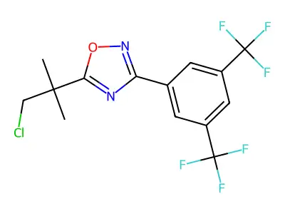 3-[3,5-bis(trifluoromethyl)phenyl]-5-(2-chloro-1,1-dimethylethyl)-1,2,4-oxadiazole structure