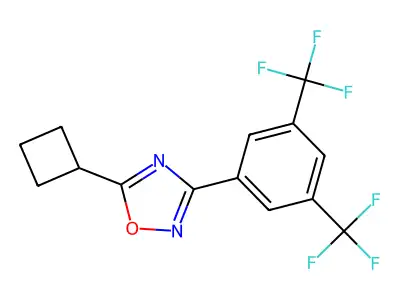 3-[3,5-Bis(trifluoromethyl)phenyl]-5-cyclobutyl-1,2,4-oxadiazole structure