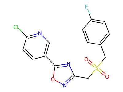 2-Chloro-5-(3-{[(4-fluorobenzyl)sulphonyl]methyl}-1,2,4-oxadiazol-5-yl)pyridine structure
