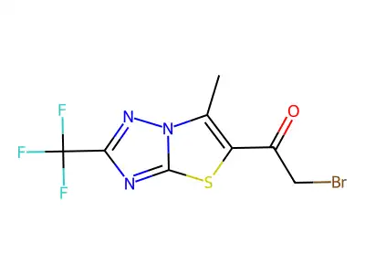 2-bromo-1-[6-methyl-2-(trifluoromethyl)[1,2,4]triazolo[5,1-b][1,3]thiazol-5-yl]ethan-1-one structure