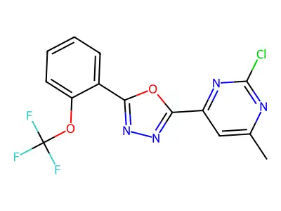 2-(2-chloro-6-methylpyrimidin-4-yl)-5-[2-(trifluoromethoxy)phenyl]-1,3,4-oxadiazole structure