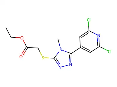 Ethyl {[5-(2,6-dichloropyridin-4-yl)-4-methyl-4H-1,2,4-triazol-3-yl]thio}acetate structure