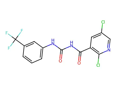 N-[(2,5-dichloro-3-pyridyl)carbonyl]-N'-[3-(trifluoromethyl)phenyl]urea structure