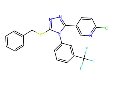 5-{5-(benzylthio)-4-[3-(trifluoromethyl)phenyl]-4H-1,2,4-triazol-3-yl}-2-chloropyridine structure