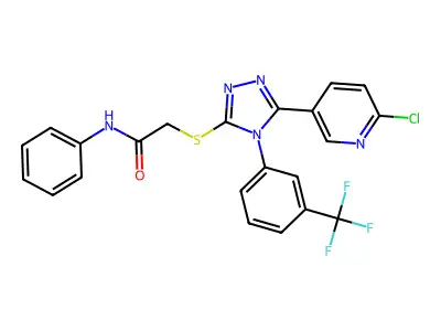 N1-Phenyl-2-({5-(6-chloropyridin-3-yl)-4-[3-(trifluoromethyl)phenyl]-4H-1,2,4-triazol-3-yl}thio)acetamide structure