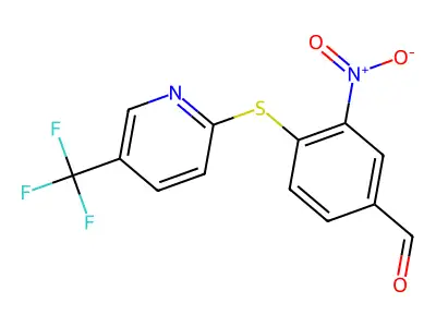 3-Nitro-4-{[5-(trifluoromethyl)-2-pyridyl]thio}benzaldehyde structure