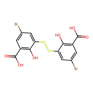 5-Bromo-3-[(5-bromo-3-carboxy-2-hydroxyphenyl)disulfanyl]-2-hydroxybenzoic acid structure