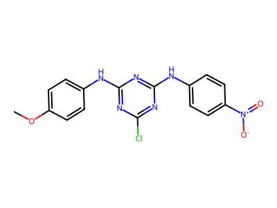 6-chloro-N-(4-methoxyphenyl)-N'-(4-nitrophenyl)-1,3,5-triazine-2,4-diamine structure