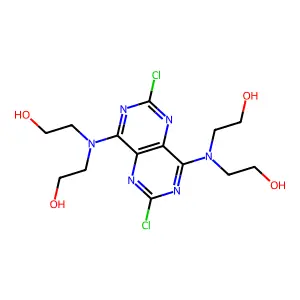 2-[[4-[bis(2-hydroxyethyl)amino]-2,6-dichloropyrimido[5,4-d]pyrimidin-8-yl]-(2-hydroxyethyl)amino]ethanol structure