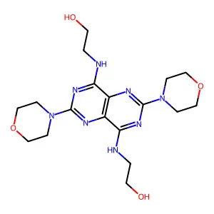 2-[[8-(2-hydroxyethylamino)-2,6-dimorpholin-4-ylpyrimido[5,4-d]pyrimidin-4-yl]amino]ethanol structure
