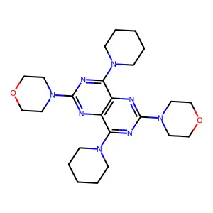 2,6-Bis(morpholin-4-yl)-4,8-di(piperidin-1-yl)pyrimido[5,4-d]pyrimidine structure