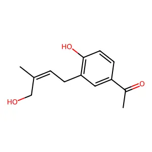 Ethanone, 1-[4-hydroxy-3-(4-hydroxy-3-methyl-2-butenyl)phenyl]- structure