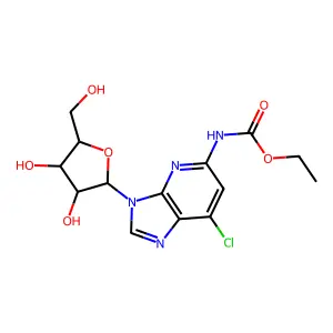 ethyl N-[7-chloro-3-[3,4-dihydroxy-5-(hydroxymethyl)oxolan-2-yl]imidazo[4,5-b]pyridin-5-yl]carbamate structure