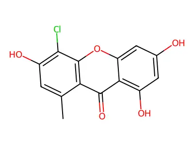 4-Chloro-3,6,8-trihydroxy-1-methyl-9H-xanthen-9-one structure