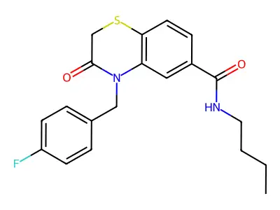 N-butyl-4-[(4-fluorophenyl)methyl]-3-oxo-1,4-benzothiazine-6-carboxamide structure