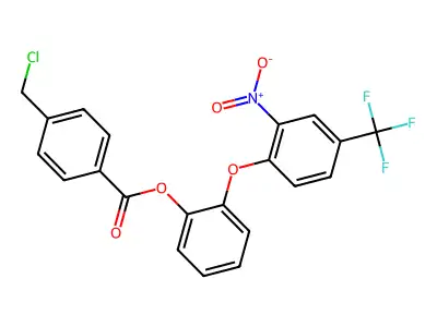 2-[2-Nitro-4-(trifluoromethyl)phenoxy]phenyl 4-(chloromethyl)benzoate structure