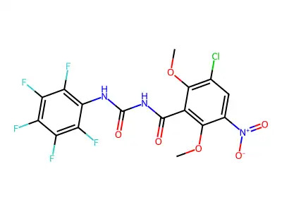 N-(3-chloro-2,6-dimethoxy-5-nitrobenzoyl)-N'-(2,3,4,5,6-pentafluorophenyl)urea structure