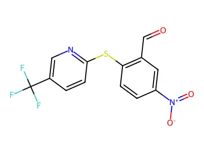 5-Nitro-2-([5-(trifluoromethyl)pyridin-2-yl]thio)benzaldehyde structure