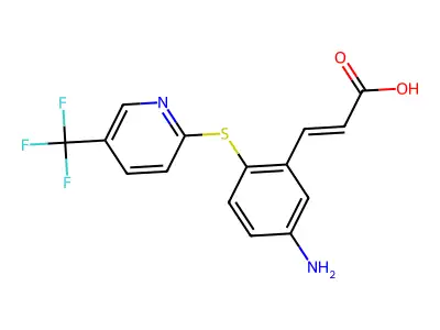 3-(5-Amino-2-{[5-(trifluoromethyl)pyridin-2-yl]thio}phenyl)acrylic acid structure