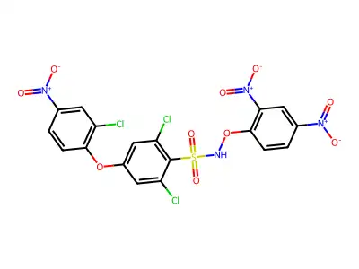 2,6-dichloro-4-(2-chloro-4-nitrophenoxy)-N-(2,4-dinitrophenoxy)benzenesulfonamide structure
