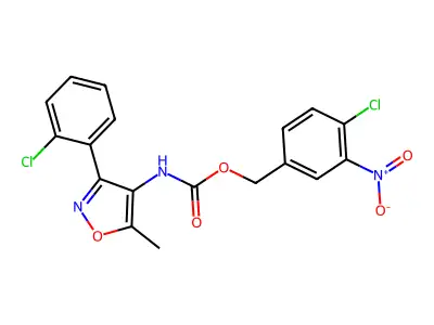 4-chloro-3-nitrobenzyl N-[3-(2-chlorophenyl)-5-methylisoxazol-4-yl]carbamate structure
