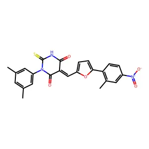 (5Z)-1-(3,5-dimethylphenyl)-5-[[5-(2-methyl-4-nitrophenyl)furan-2-yl]methylidene]-2-sulfanylidene-1,3-diazinane-4,6-dione structure