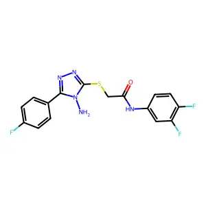 2-[4-amino-5-(4-fluorophenyl)(1,2,4-triazol-3-ylthio)]-N-(3,4-difluorophenyl)a cetamide structure
