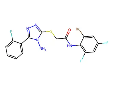 2-[4-amino-5-(2-fluorophenyl)(1,2,4-triazol-3-ylthio)]-N-(2-bromo-4,6-difluoro phenyl)acetamide structure
