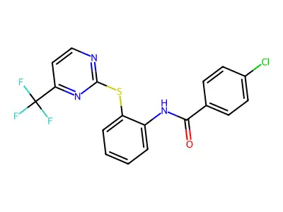 4-Chloro-N-[2-[[4-(trifluoromethyl)-2-pyrimidinyl]thio]phenyl]benzamide structure