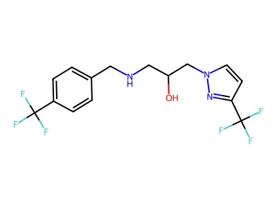 1-[[4-(trifluoromethyl)phenyl]methylamino]-3-[3-(trifluoromethyl)pyrazol-1-yl]propan-2-ol structure