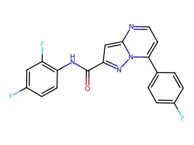 N-(2,4-difluorophenyl)-7-(4-fluorophenyl)pyrazolo[1,5-a]pyrimidine-2-carboxamide structure