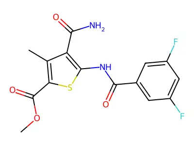 METHYL 4-CARBAMOYL-5-(3,5-DIFLUOROBENZAMIDO)-3-METHYLTHIOPHENE-2-CARBOXYLATE structure