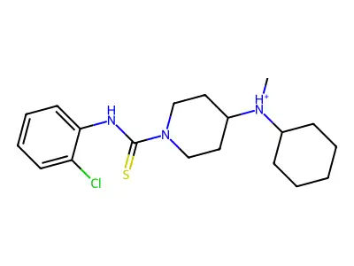 1-[(2-Chlorophenyl)carbamothioyl]-N-cyclohexyl-N-methylpiperidin-4-aminium structure