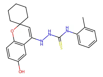 1-[(6-hydroxyspiro[chromene-2,1'-cyclohexane]-4-yl)amino]-3-(2-methylphenyl)thiourea structure