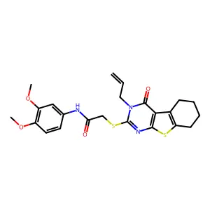 N-(3,4-dimethoxyphenyl)-2-{[4-oxo-3-(prop-2-en-1-yl)-3,4,5,6,7,8-hexahydro[1]benzothieno[2,3-d]pyrimidin-2-yl]sulfanyl}acetamide structure