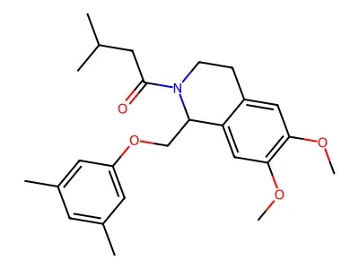 1-(1-((3,5-dimethylphenoxy)methyl)-6,7-dimethoxy-3,4-dihydroisoquinolin-2(1H)-yl)-3-methylbutan-1-one structure