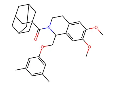 (3r,5r,7r)-adamantan-1-yl(1-((3,5-dimethylphenoxy)methyl)-6,7-dimethoxy-3,4-dihydroisoquinolin-2(1H)-yl)methanone structure