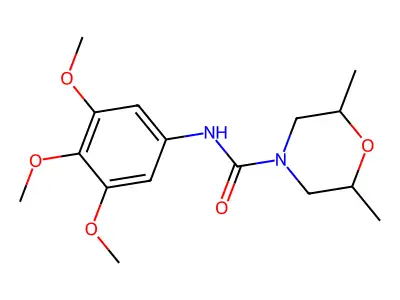 2,6-Dimethyl-N-(3,4,5-trimethoxyphenyl)morpholine-4-carboximidic acid structure